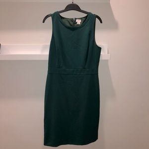 J.Crew Emerald Sheath Dress In Bi-Stretch Cotton.